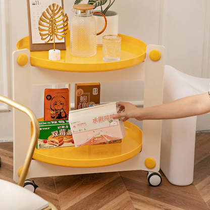 Scandinavian Tray 2-Tier Movable End Table — Green Frame + White Tray + White Buckle