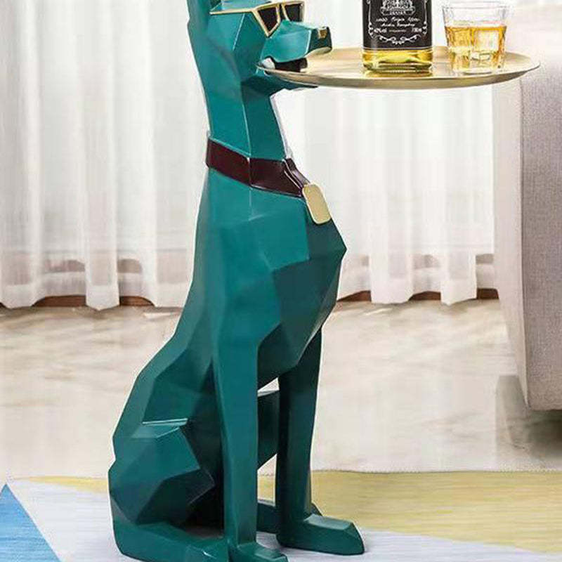 Modern Art Deco Dog Resin Tray Side Table