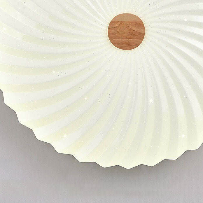 Modern Wood Pleated Star Round LED Flush Mount Light