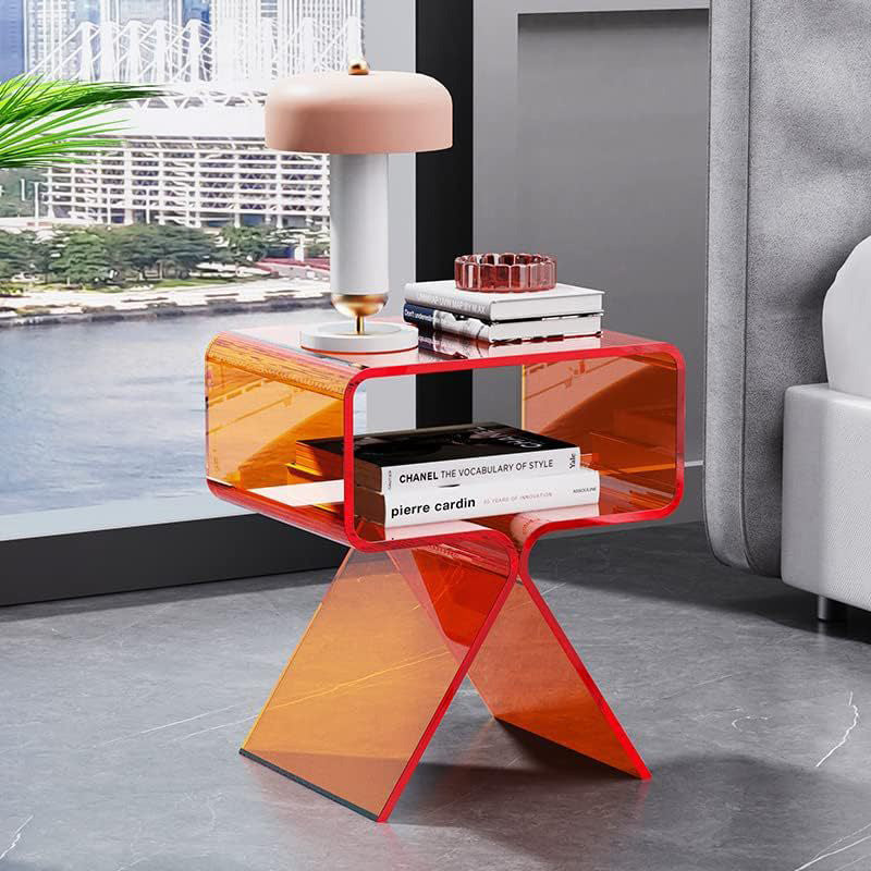 Minimalist Rectangular Acrylic 2-Tier End Table