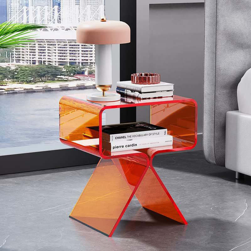 Minimalist Rectangular Acrylic 2-Tier End Table