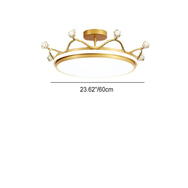 Kids Crown Iron Acrylic LED Semi-Flush Ceiling Light