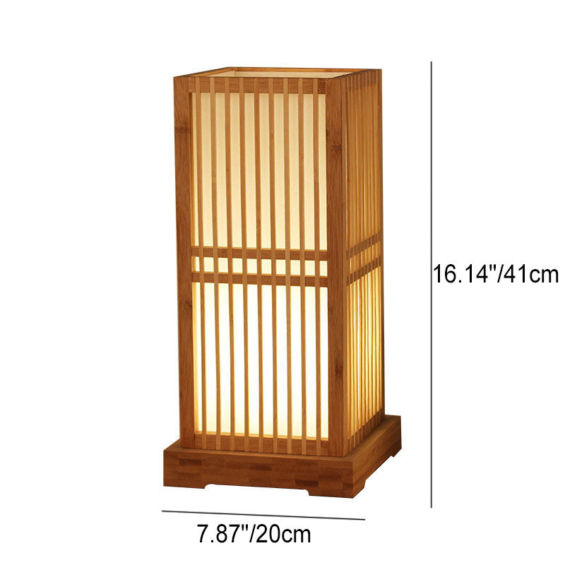Japanese Wooden Square Column Table Lamp