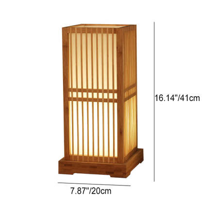 Japanese Wooden Square Column Table Lamp