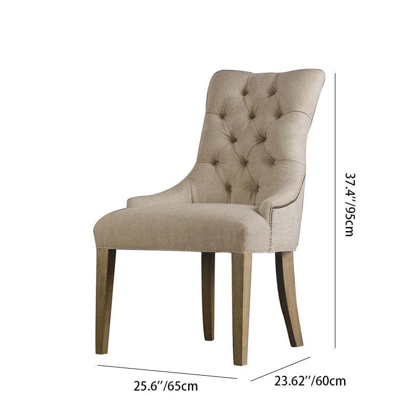 Scandinavian Thick Linen Wood Dining Chair — Black