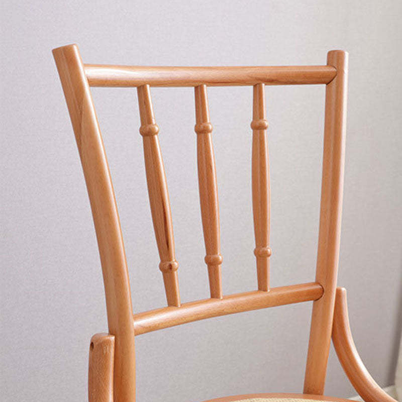 Vintage Cylinder Wood Rattan Dining Chair — Wood / Black Walnut