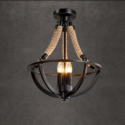 Vintage Industrial Iron Twine Island Chandelier