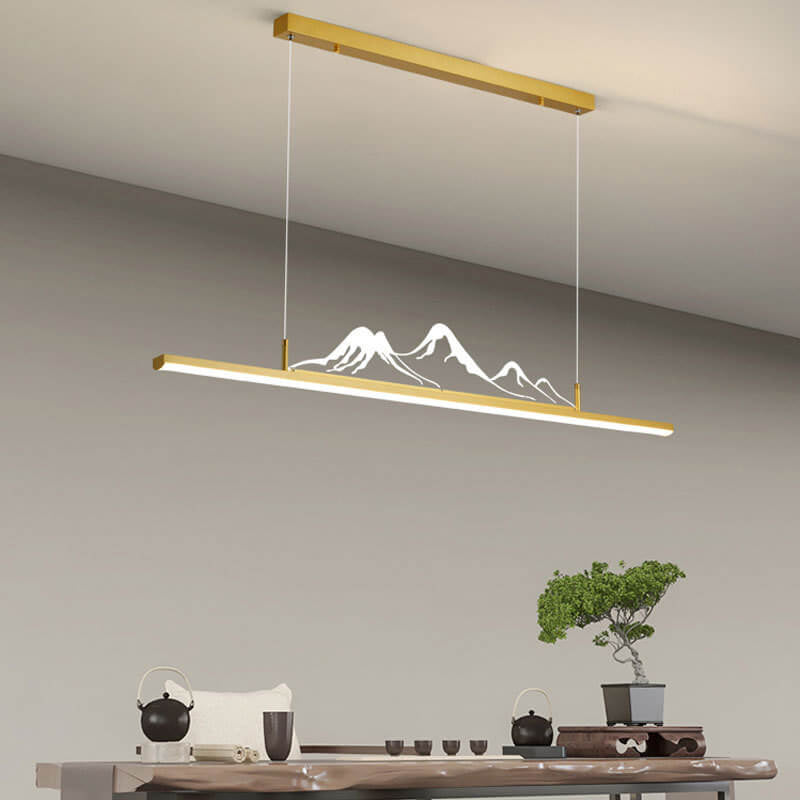 Chinese Retro Long Strip Mountain Peak LED Chandelier