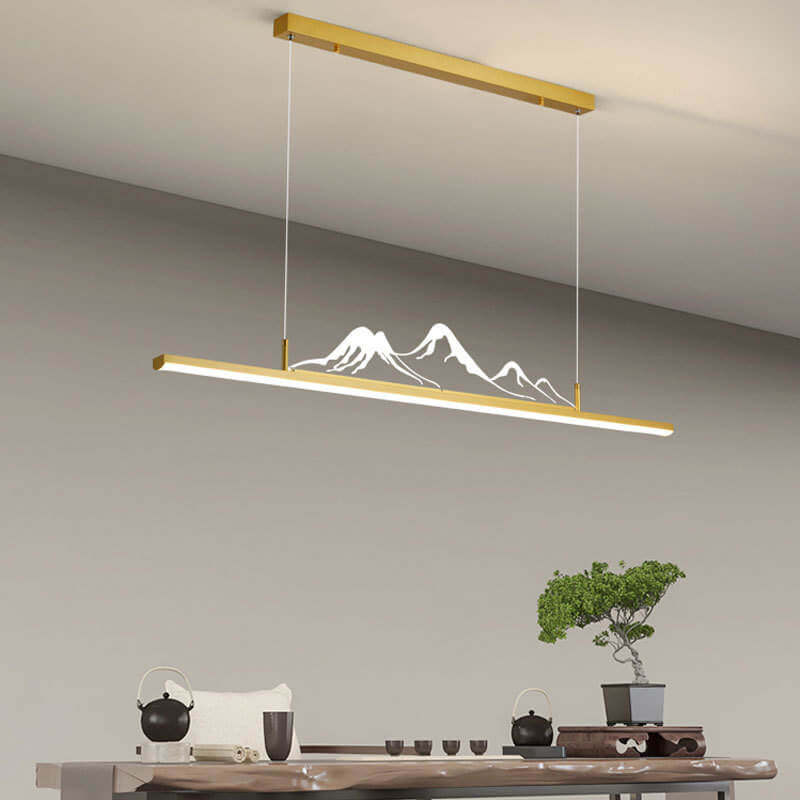 Chinese Retro Long Strip Mountain Peak LED Chandelier
