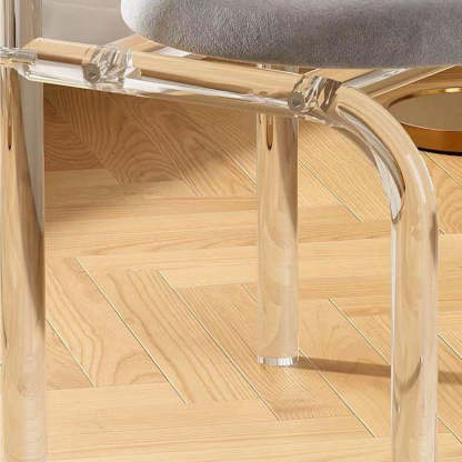 Modern Arched Velvet Acrylic Vanity Stool — Flannel / White