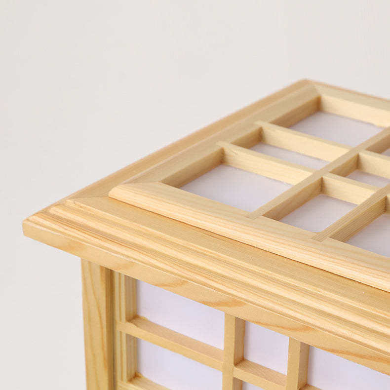 Japanese Wood Acrylic Pillar Rectangular Floor Lamp