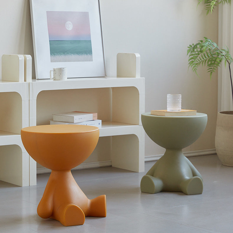 Minimalist Flat Round End Table — Black