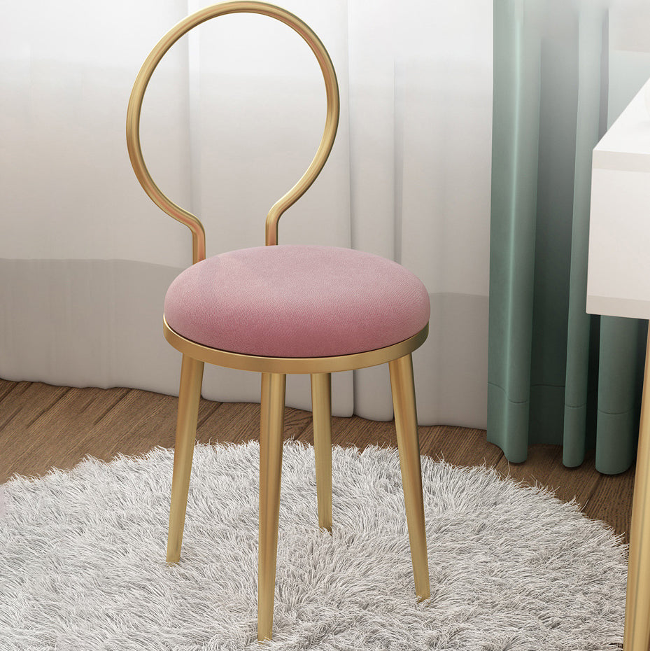 Minimalist Round Velvet Leather Metal Vanity Stool