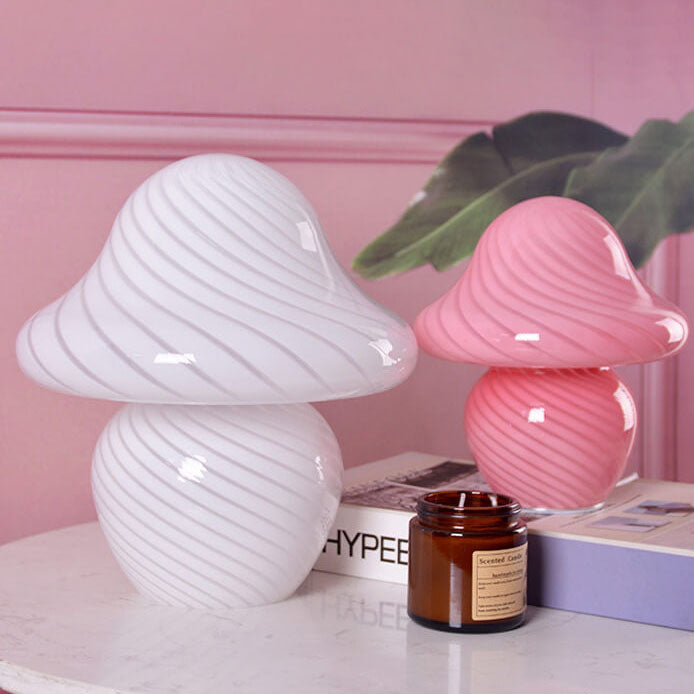 Modern Decorative Mushroom Striped Glass Lamp