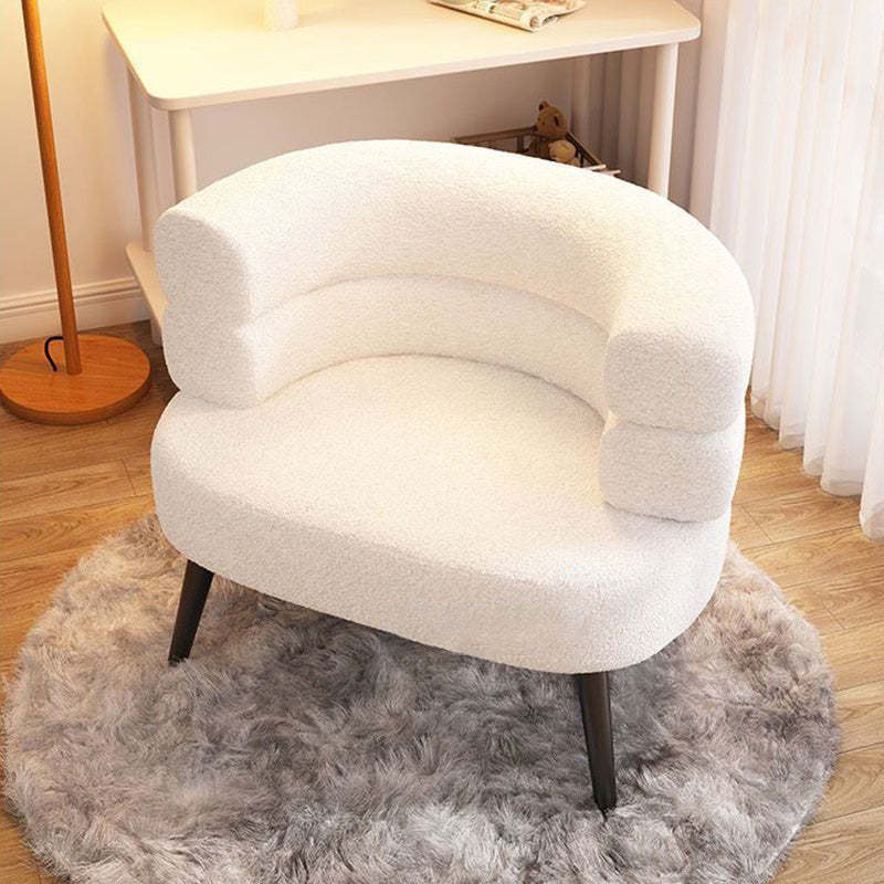 Nordic Round Lambswool Upholstered Vanity Stool