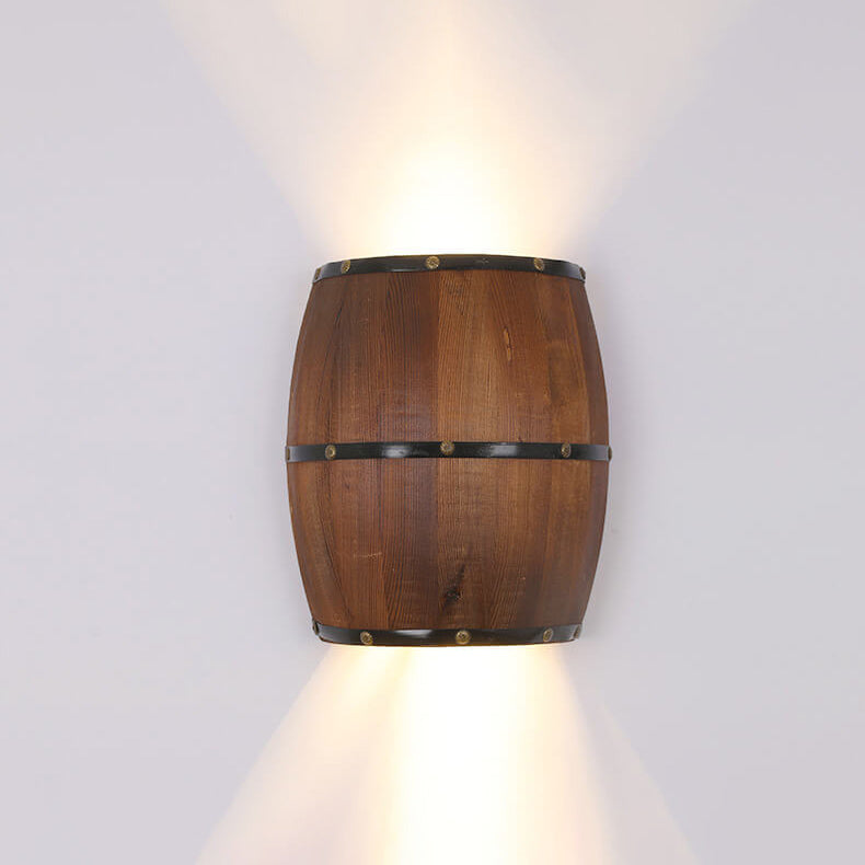 Barrel decor wood wall sconces for bedroom — 220V-240V (UK/AU)