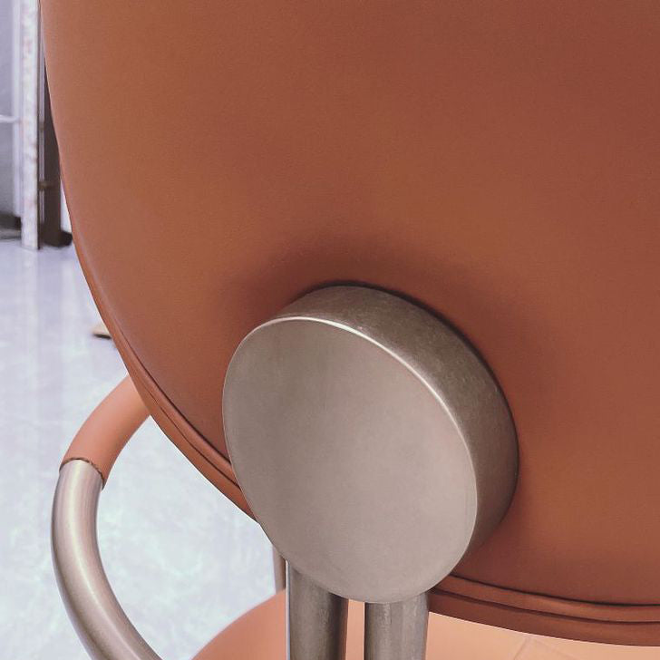 Contemporary Luxury Round Leather Steel Armless Chair
