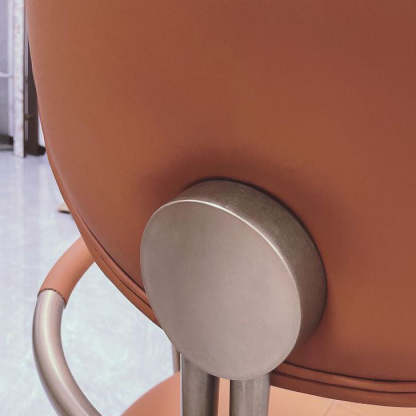 Contemporary Luxury Round Leather Steel Armless Chair