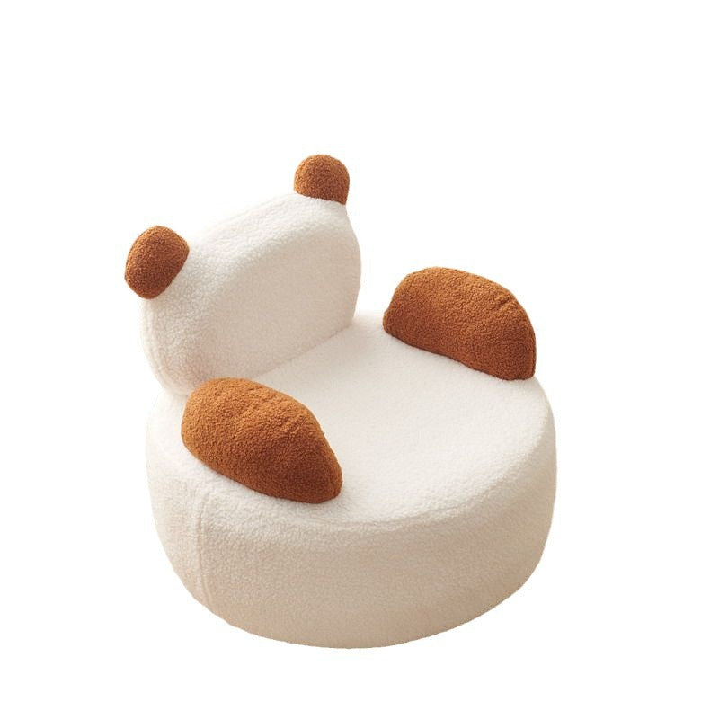 Contemporary Bear Lambswool Wood Accent Chair