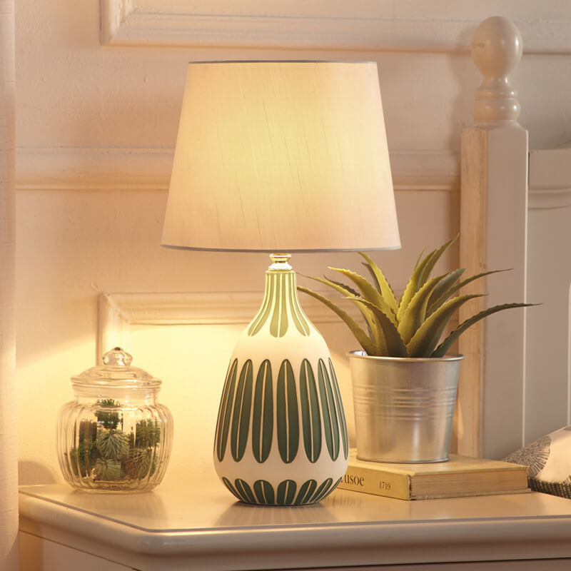 Nordic Vertical Pattern Ceramic Fabric Lamp