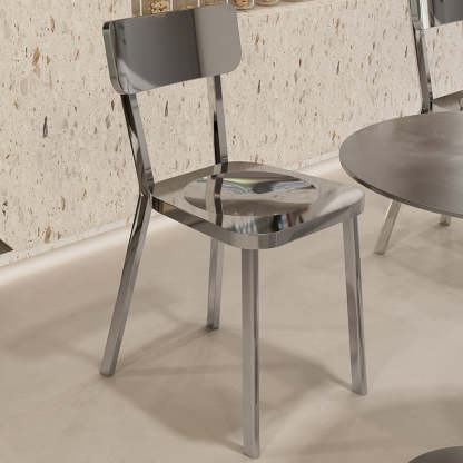 Minimalist Stainless Steel Four-Leg Chair