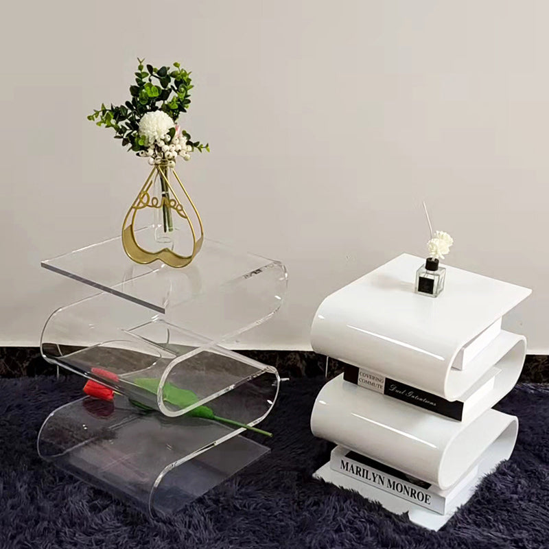 Minimalist Curved Acrylic End Table 5-Tier