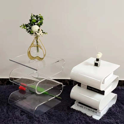 Minimalist Curved Acrylic End Table 5-Tier