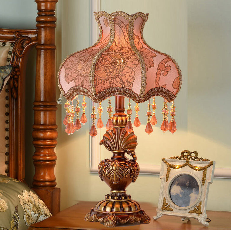 Modern tassel palace table lamps in fabric resin