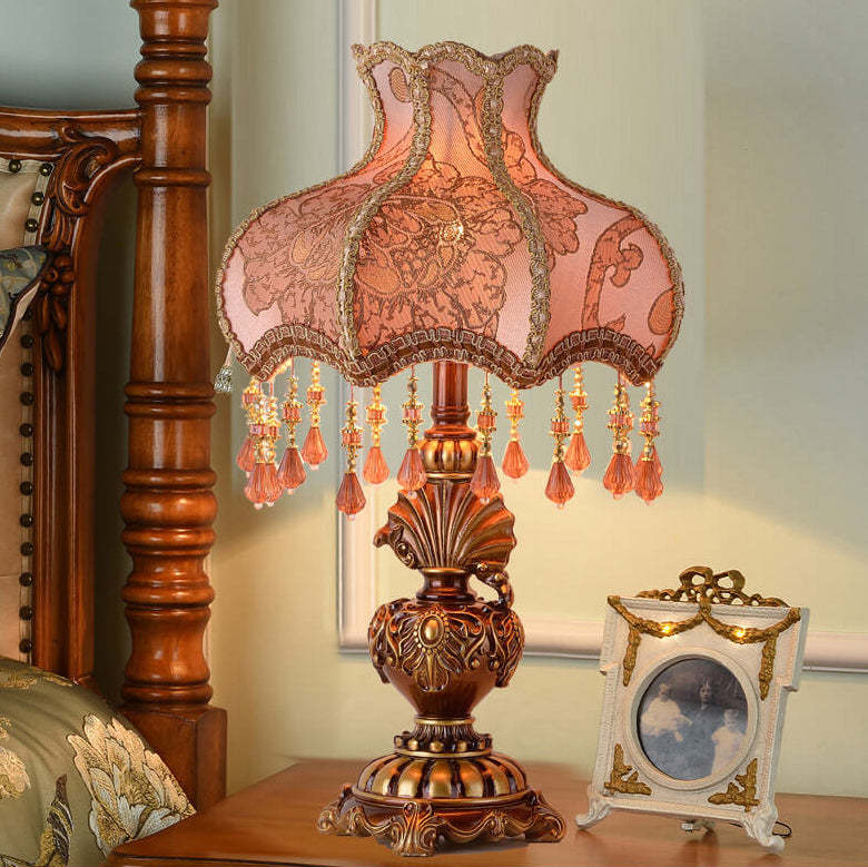 Modern tassel palace table lamps in fabric resin