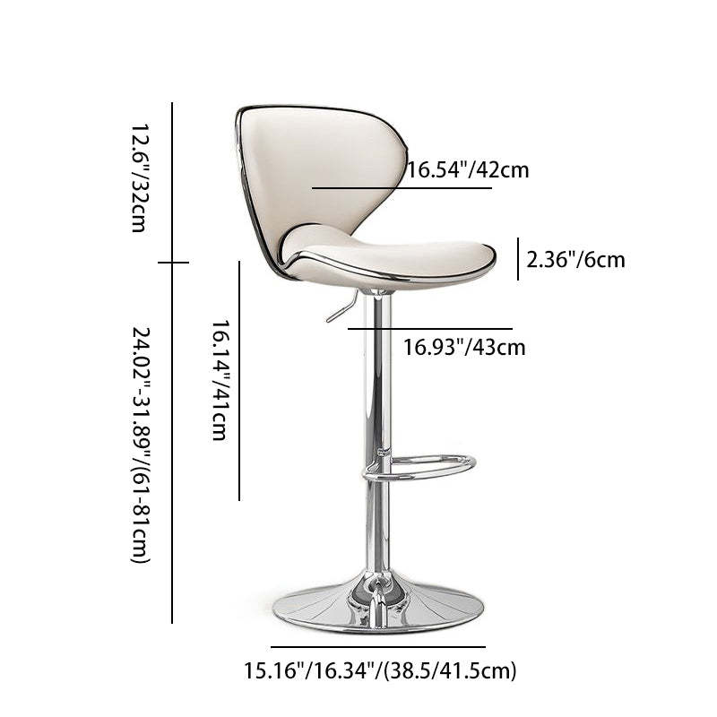 Minimalist Napa Leather Metal Bar Stool — Beige