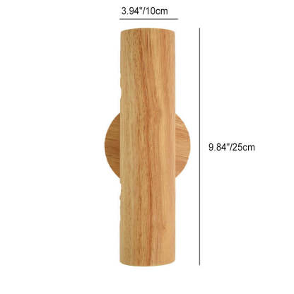 Modern Warm Solid Wood Double Head LED Sconce — Log Color / White Light (5000K) / 220V-240V For UK/AU