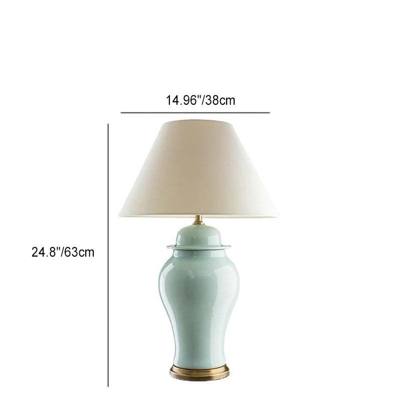 Traditional Rustic Ceramic Fabric Conic Vase Lamp