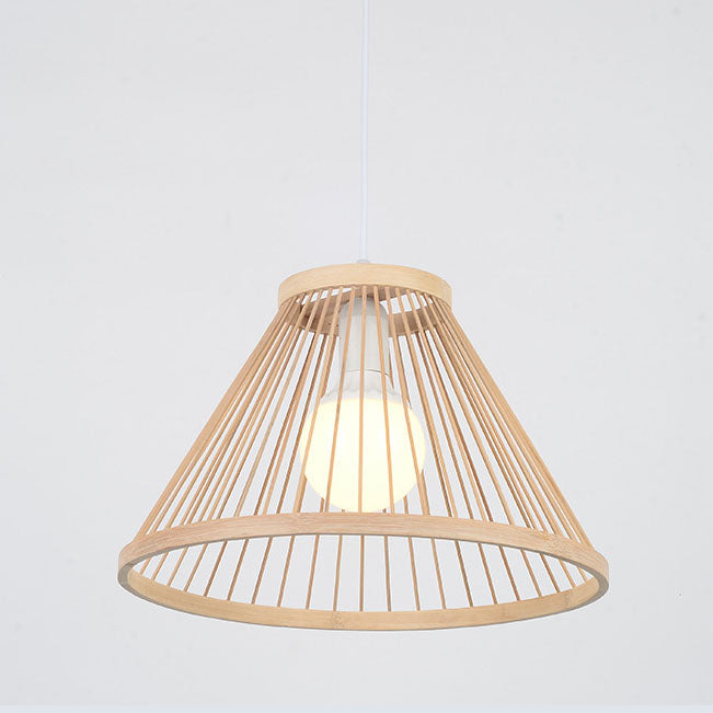 Japanese Zen Bamboo Semi-Conical Pendant Light