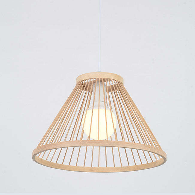 Japanese Zen Bamboo Semi-Conical Pendant Light