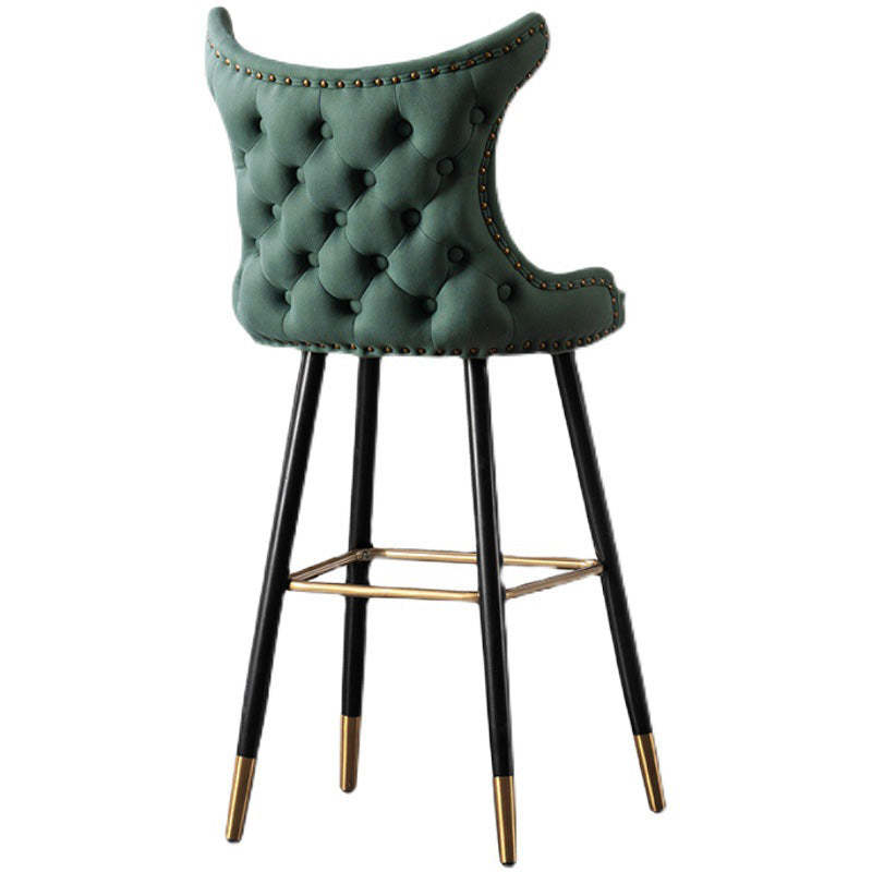 Contemporary Tufted Velvet Wingback Bar Stool