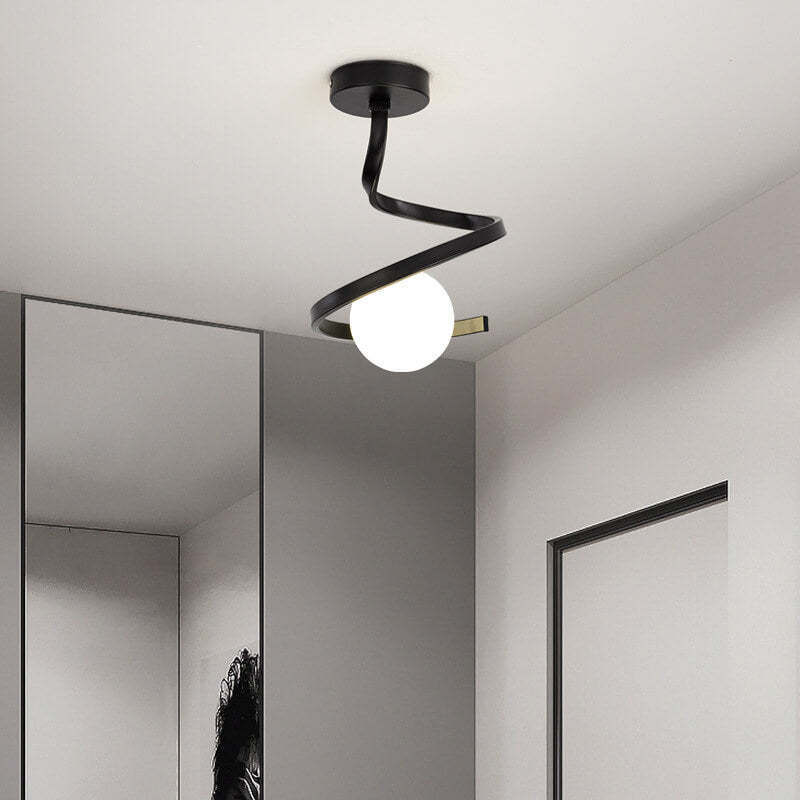 Modern Glass Orb Curve Ceiling Light