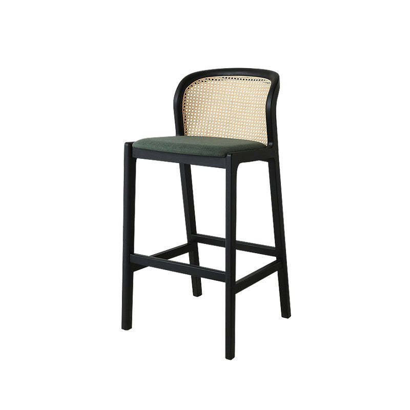 French Fabric Wood Bar Stool