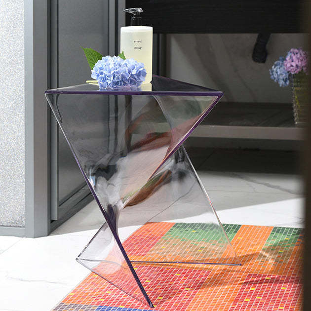 Minimalist Irregular Triangle Plastic End Table — White