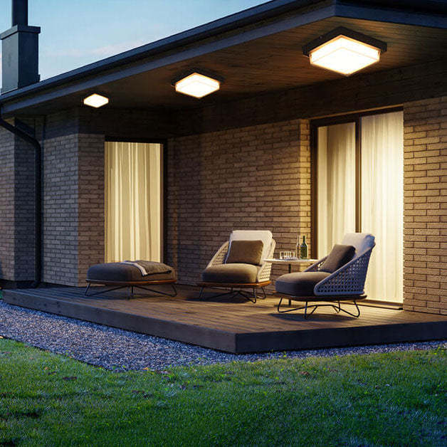Modern Outdoor Aluminum Induction Flush Light — Non Body Sensor - Warm Light / 220V-240V For UK/AU