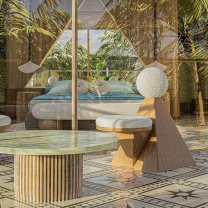 Contemporary Ash Wood Lambswool Lounge Chair