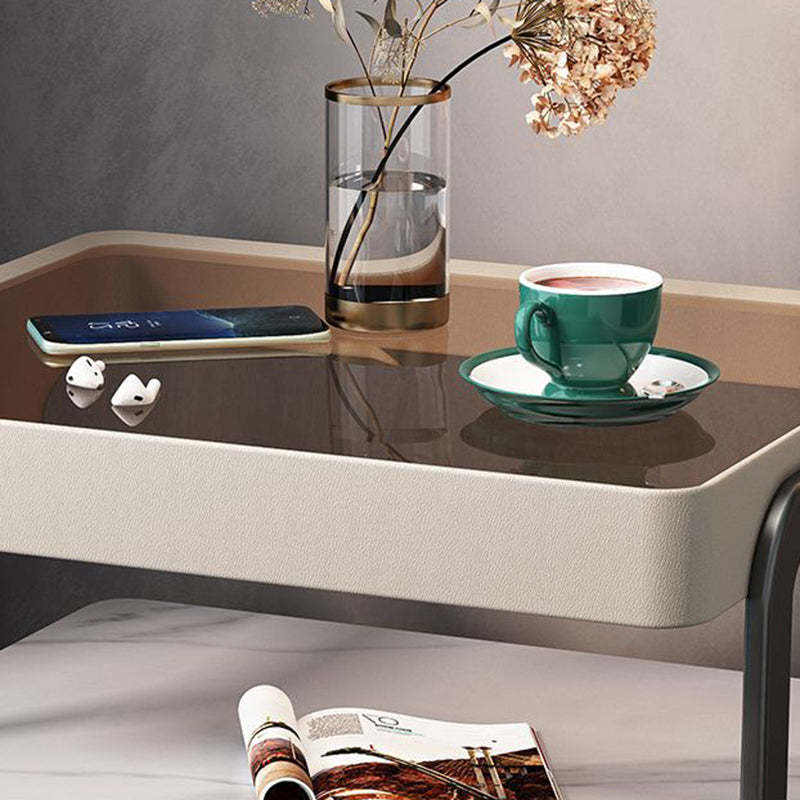 Minimalist Lock Tempered Glass Iron Nightstand