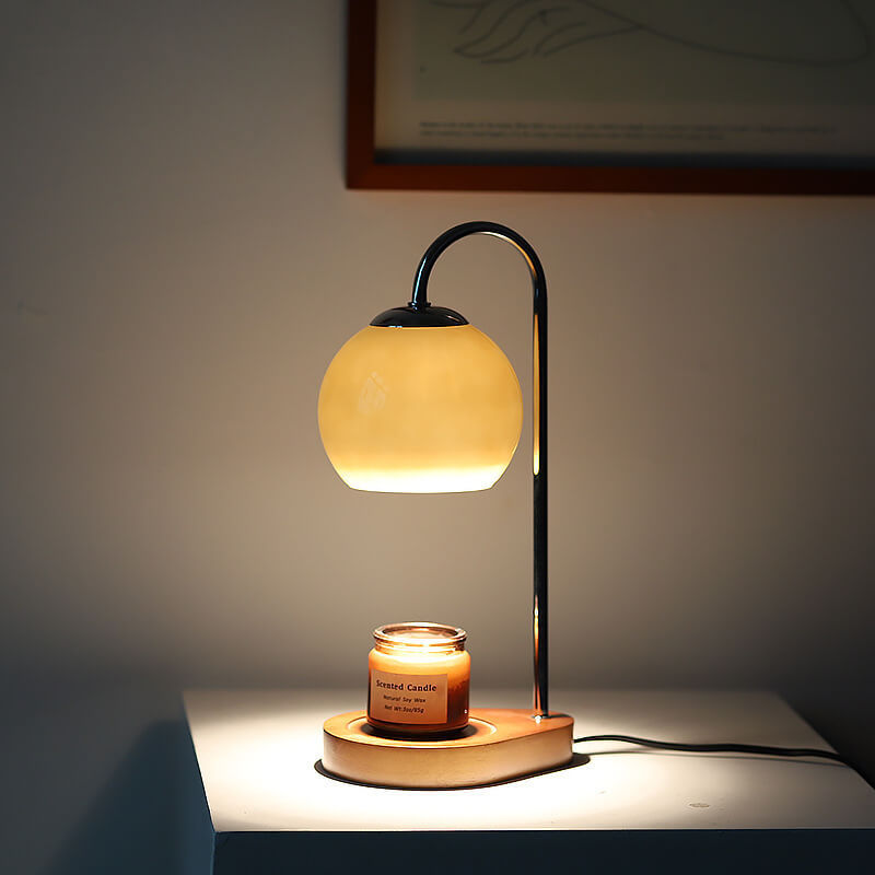 Modern Solid Wood Candle Spherical Melting Wax Table Lamp
