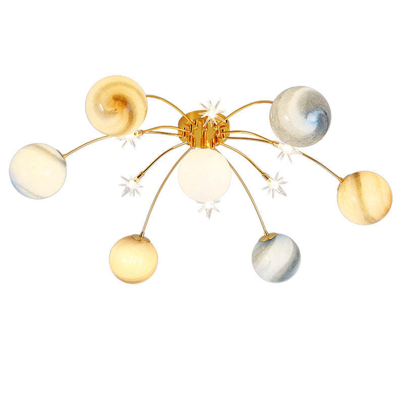 Contemporary Iron Starry Sky Moon Ceiling Light