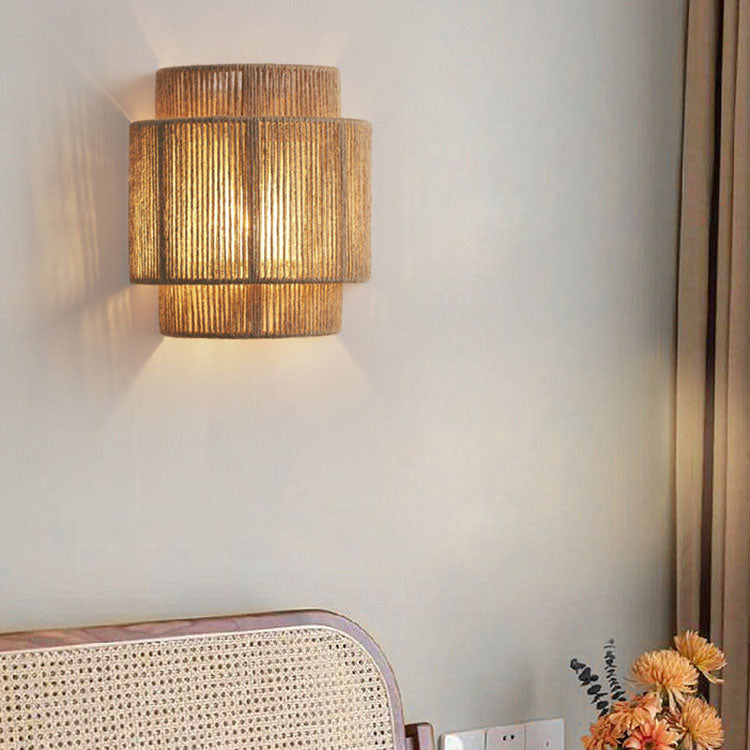 Japanese Rope Woven Curved Wall Sconce