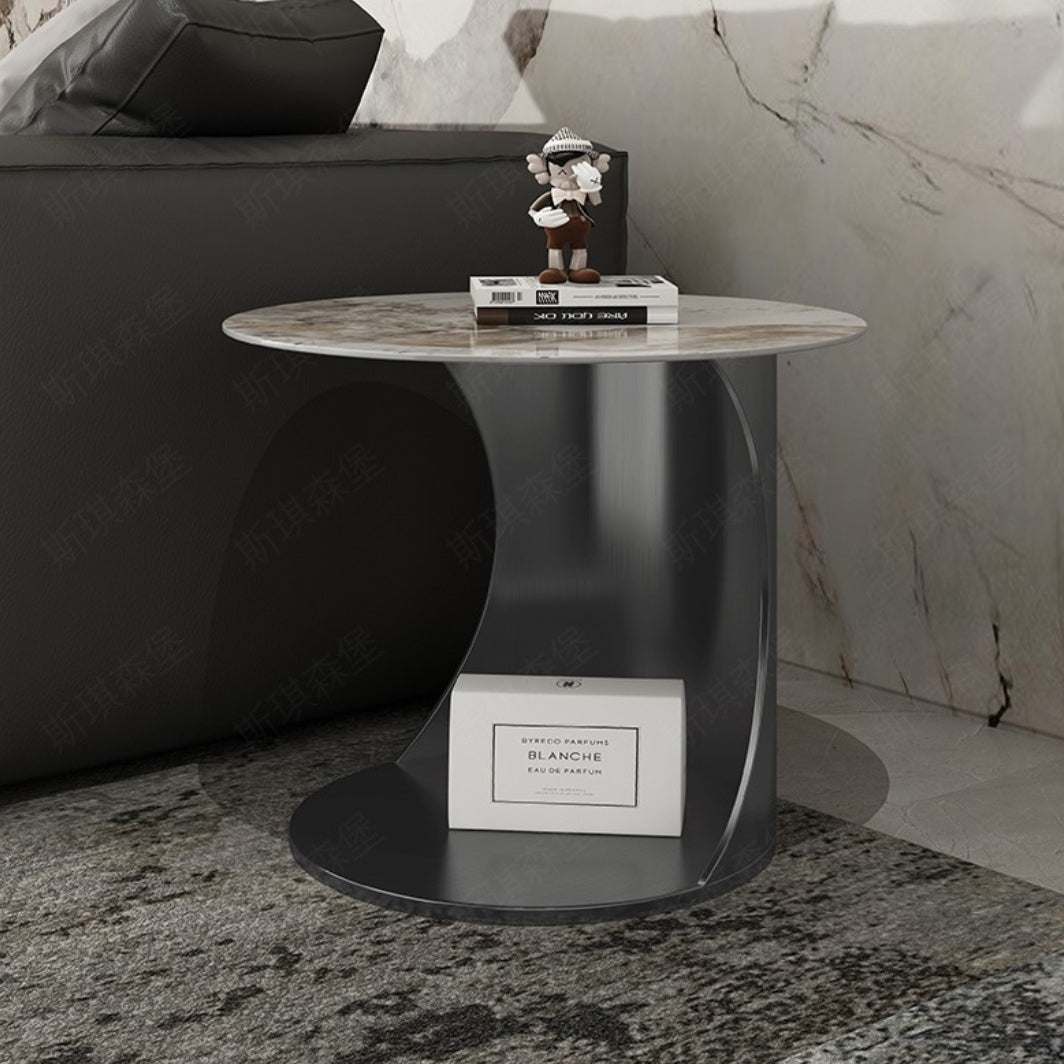 Black steel marble pattern coffee tables - luxury