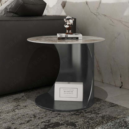 Contemporary Marble Pattern Steel Coffee Table