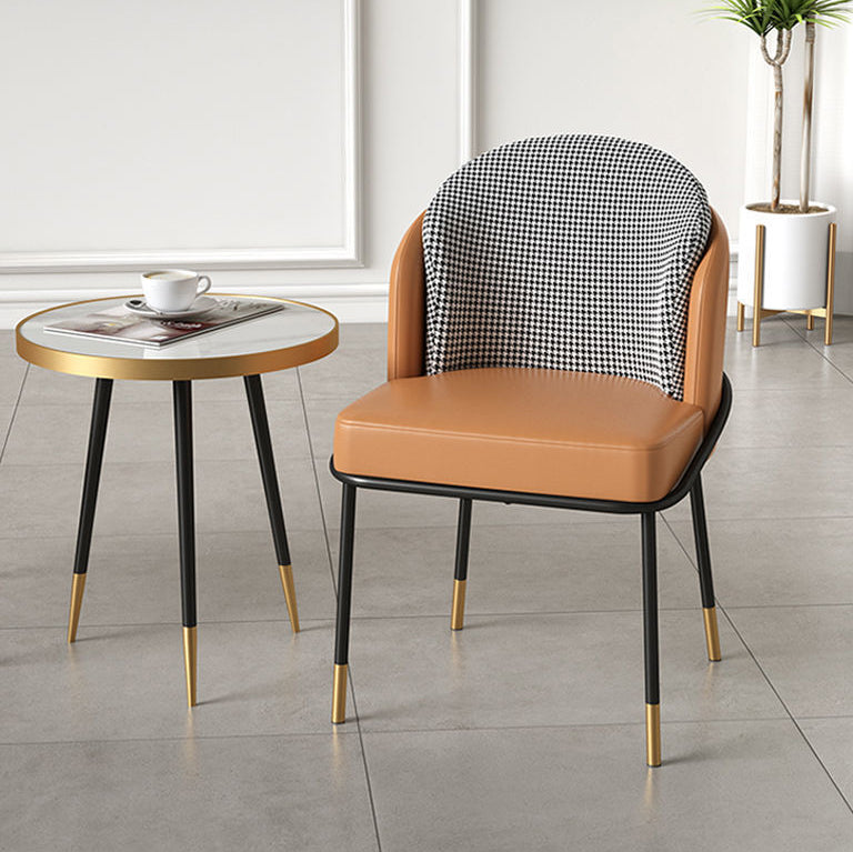 Nordic Leather Fabric Iron Wraparound Dining Chair — Gray - Fabric