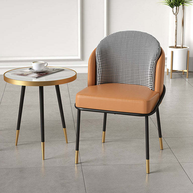 Nordic Leather Fabric Iron Wraparound Dining Chair — Gray - Fabric