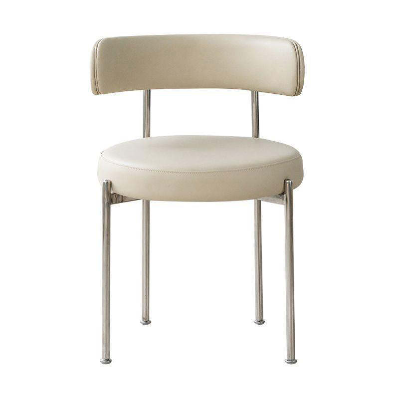 Minimalist Round Velvet Tubular-Leg Dining Chair