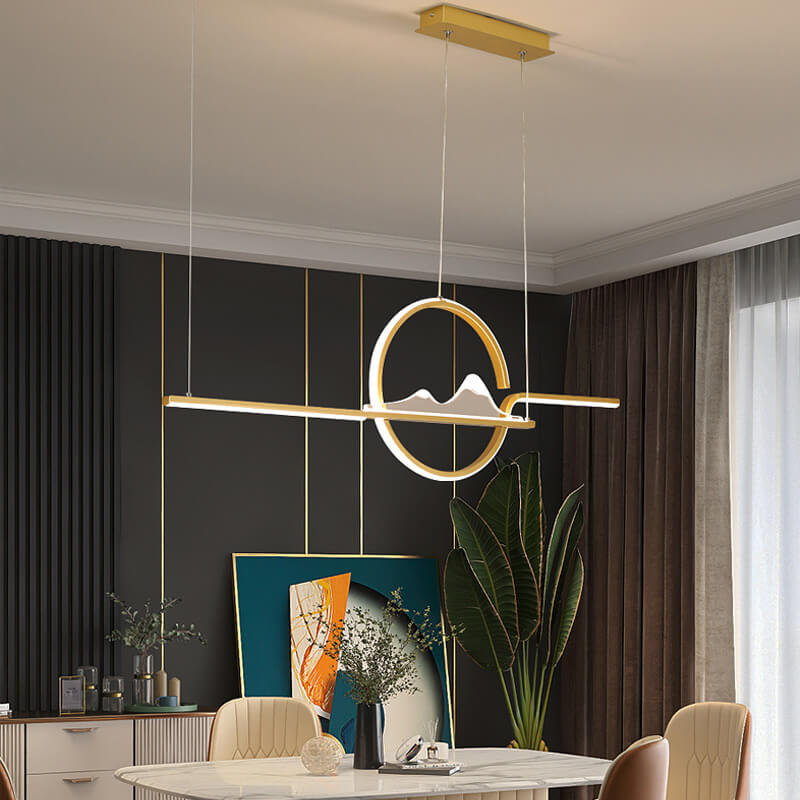 Modern Chinese Long Landscape LED Island Chandelier